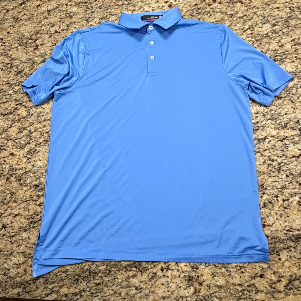 RLX Ralph Lauren Mens Light Blue Performance Golf Polo Shirt Size Large ws